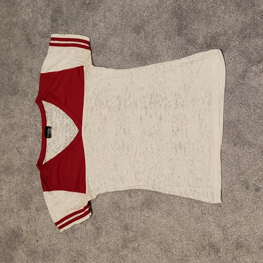 Red and White Varsity Burnout Tee